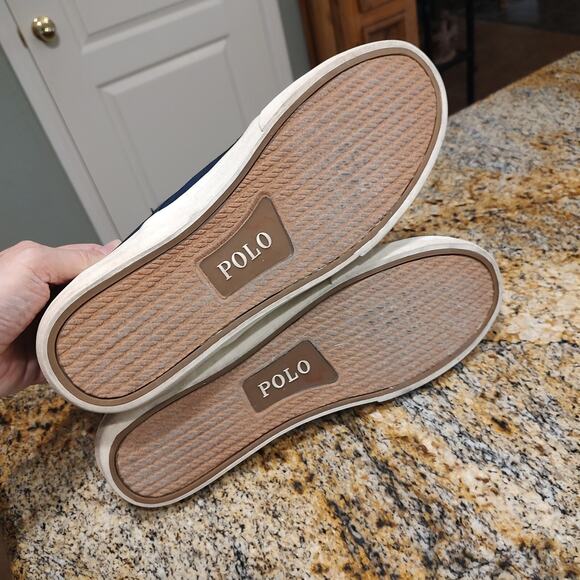 Polo Ralph Lauren Thompson Low Top Sneakers USA RL PC Flag Blue Mens Size 12D - Picture 8 of 12